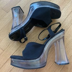 Vintage 90s Y2K Clear Chunky Heels Size 7.5